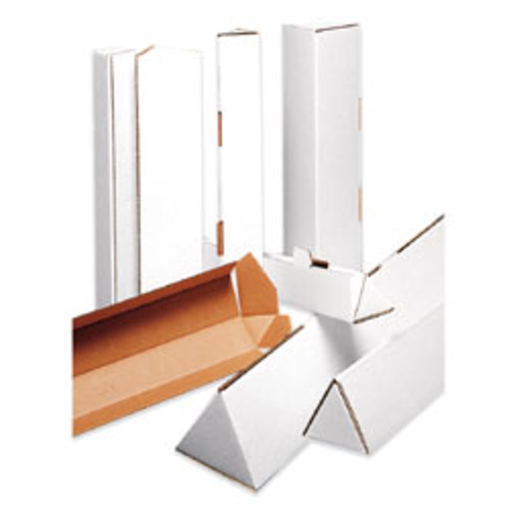 Partners Brand Triangular White Tube Mailers, 3in x 30 1/4in, Pack Of 50