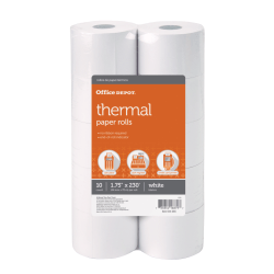 Office Depot Brand Thermal Paper Rolls, 1-3/4in x 230ft, White, Pack Of 10