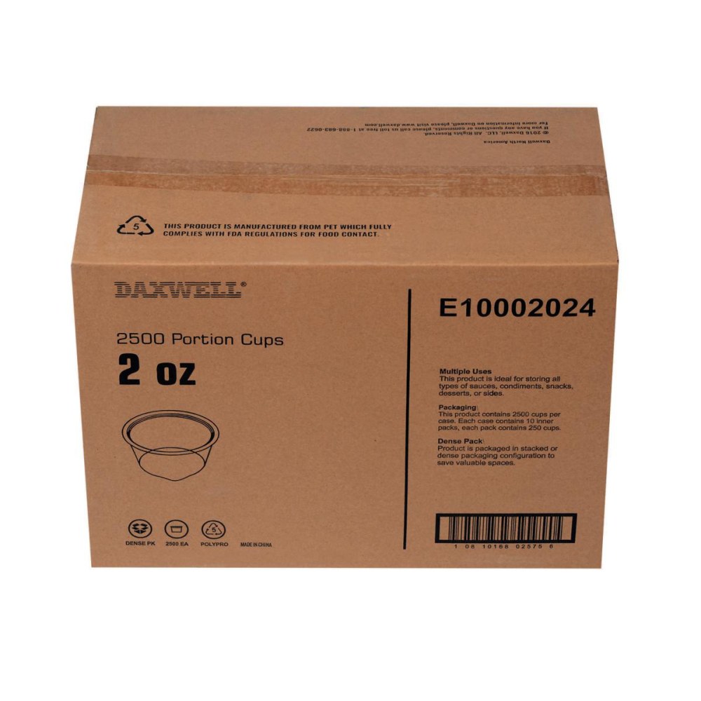 Daxwell Portion Cups, 2 Oz, Clear, Tube Of 250