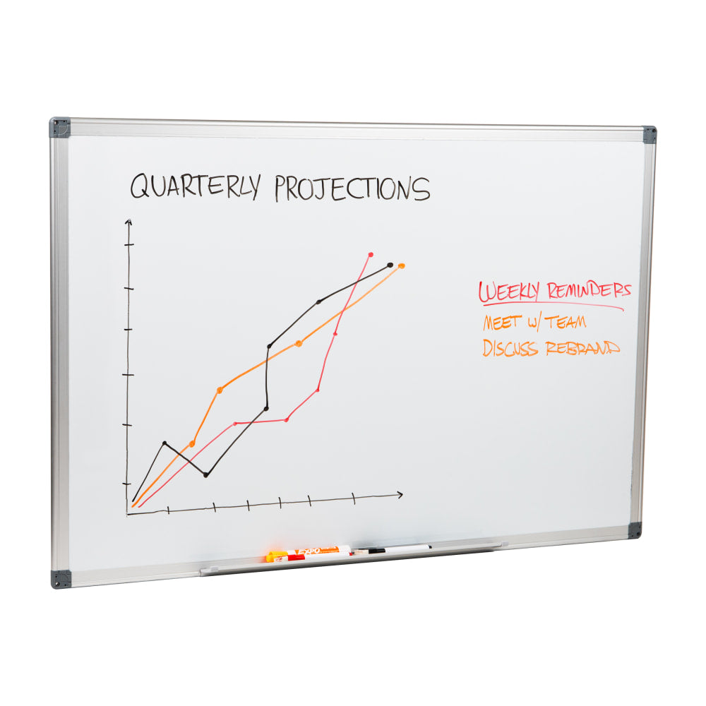 Mind Reader Magnetic Dry Erase White Board Wall Mount Eraser Marker Shelf, 1/2inH x 23-1/2inW x 35-1/2inL, White