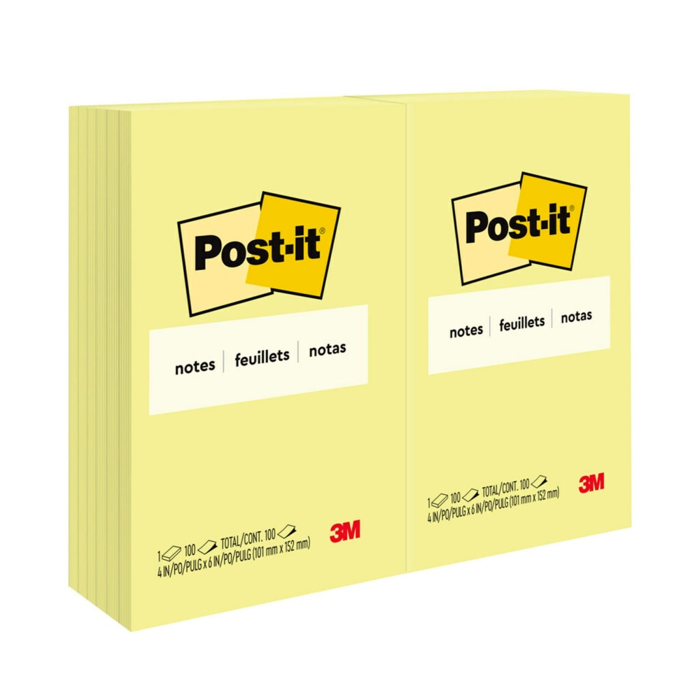 Post-it Notes, 4 x 6 in, 12 Sticky Note Pads, 100 Sheets/Pad, School Supplies and O?ce Products, The Iconic Canary Yellow Note