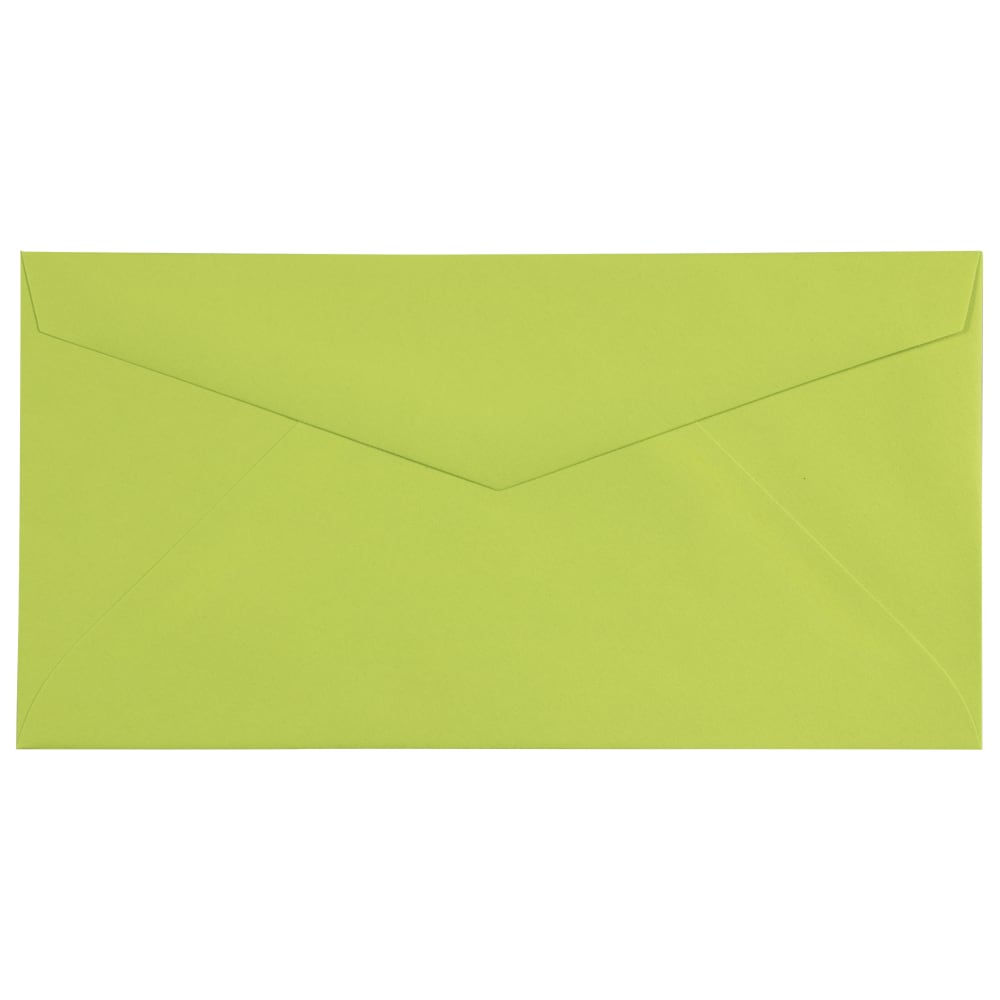 JAM Paper Booklet Envelopes, #7 3/4 Monarch, Straight Flap, Gummed Seal, Lime Green, Pack Of 25