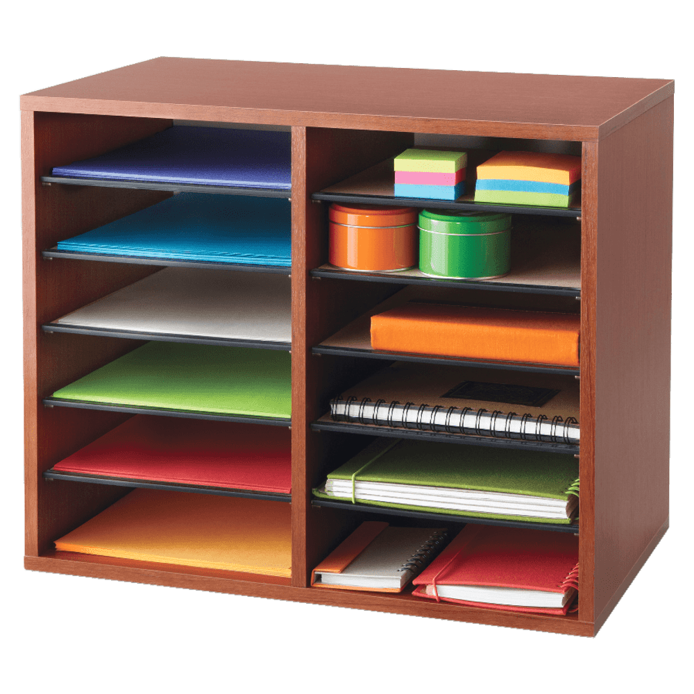 Safco Adjustable Literature Organizer, 9in x 11 1/2in x 2 3/8in, Cherry
