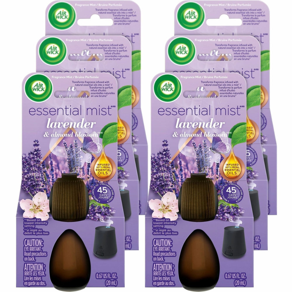 Air Wick Essential Mist Scented Diffuser Oil Refills - Oil - 0.7 fl oz (0 quart) - Lavender & Almond Blossoms - 45 Day - Long Lasting - 6 / Carton