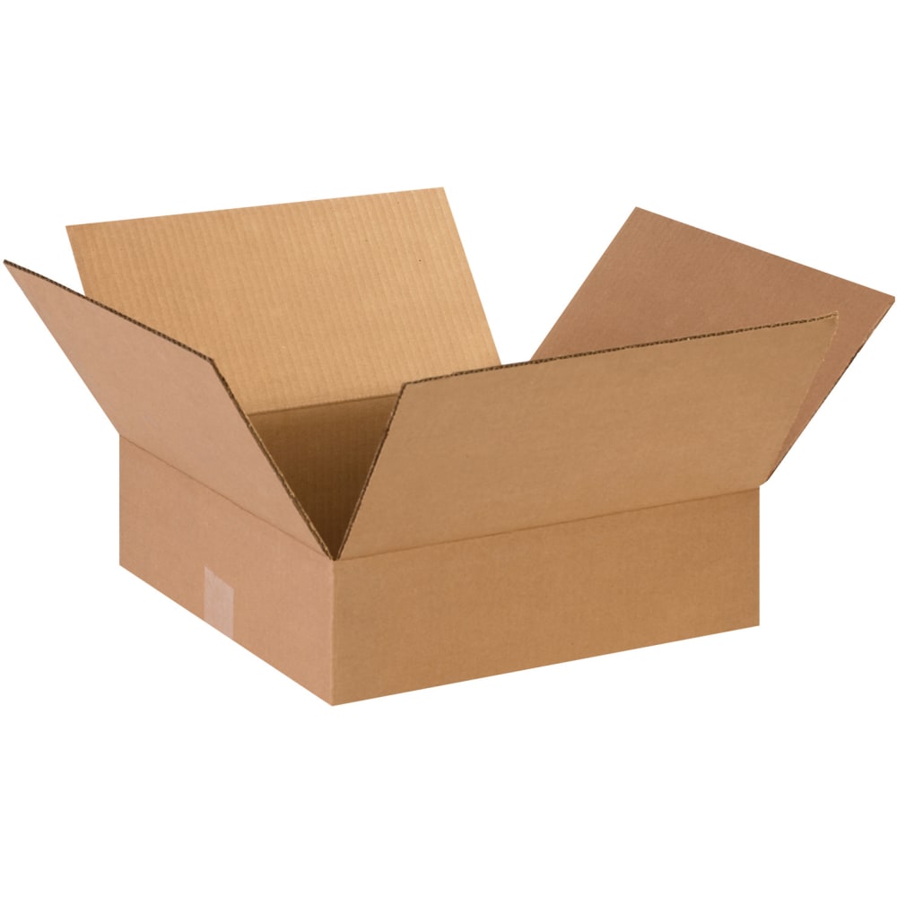 Partners Brand Flat Corrugated Boxes 14in x 14in x 3in, Bundle of 25
