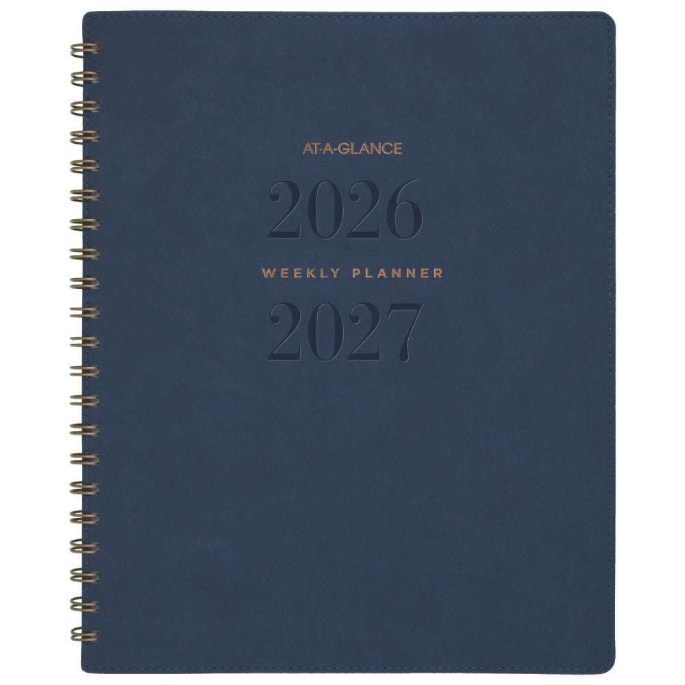 AT-A-GLANCE Signature Collection Academic 2026-2027 Weekly Monthly Planner, Navy, Large, 8 1/2in x 11in