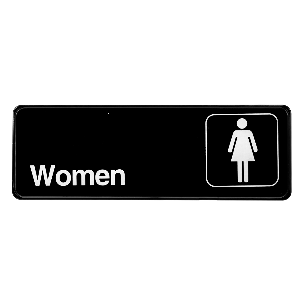 Alpine Womens Restroom Signs, 3in x 9in, Black/White, Pack Of 15 Signs