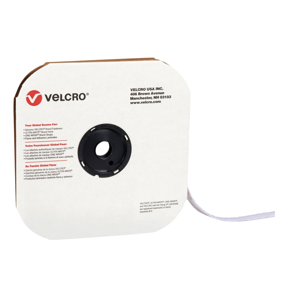 VELCRO Brand Tape Roll, Loop, 5/8in x 75ft, White