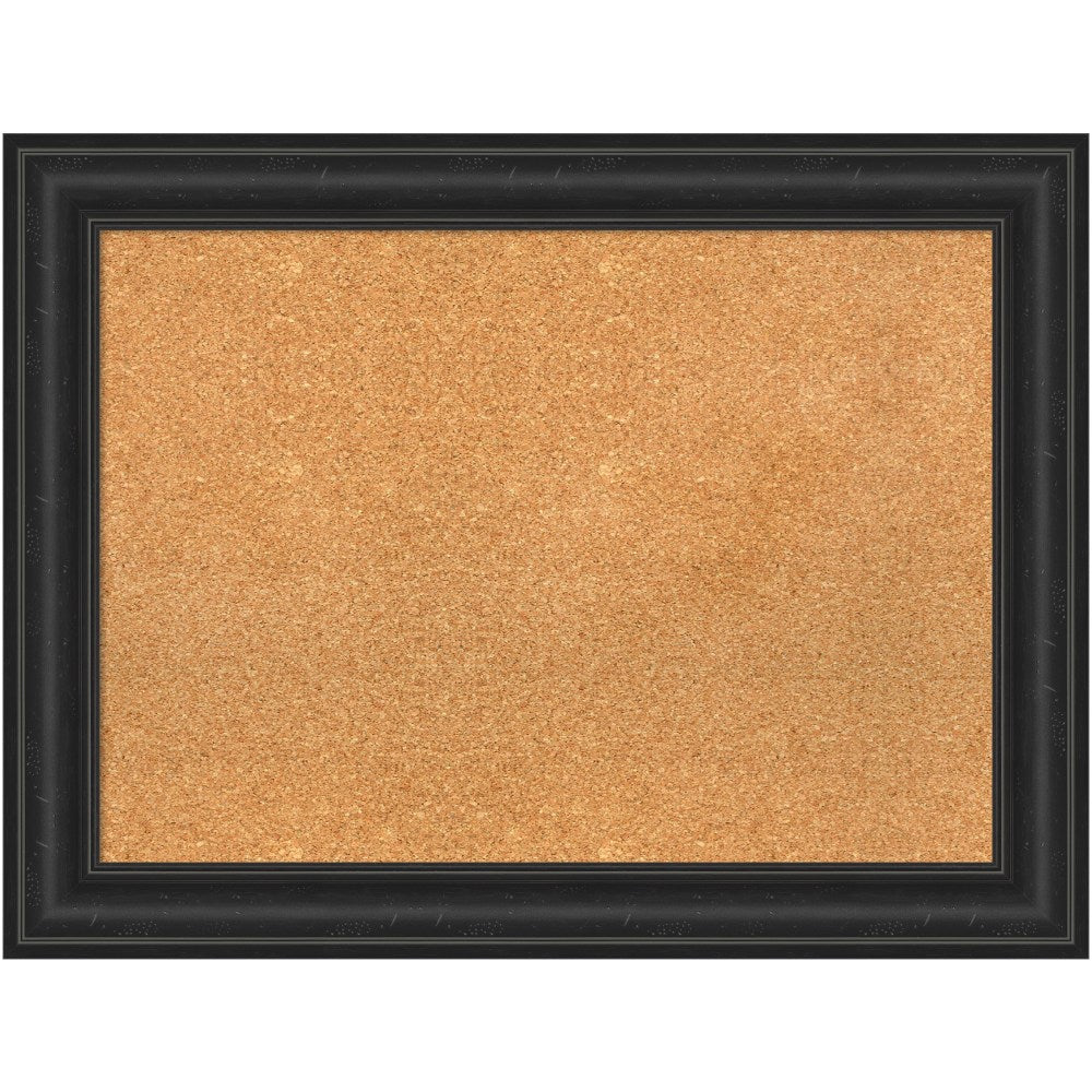 Amanti Art Cork Bulletin Board, 33in x 25in, Natural, Shipwreck Black Polystyrene Frame