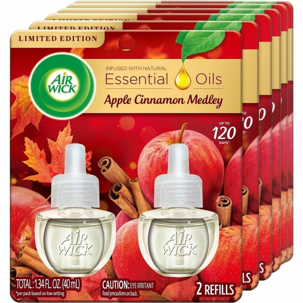 Air Wick Apple Scented Oil - Oil - 0.6 fl oz- Apple Cinnamon Medley - 60 Day - Long Lasting - 2/Pack - 6 / Carton