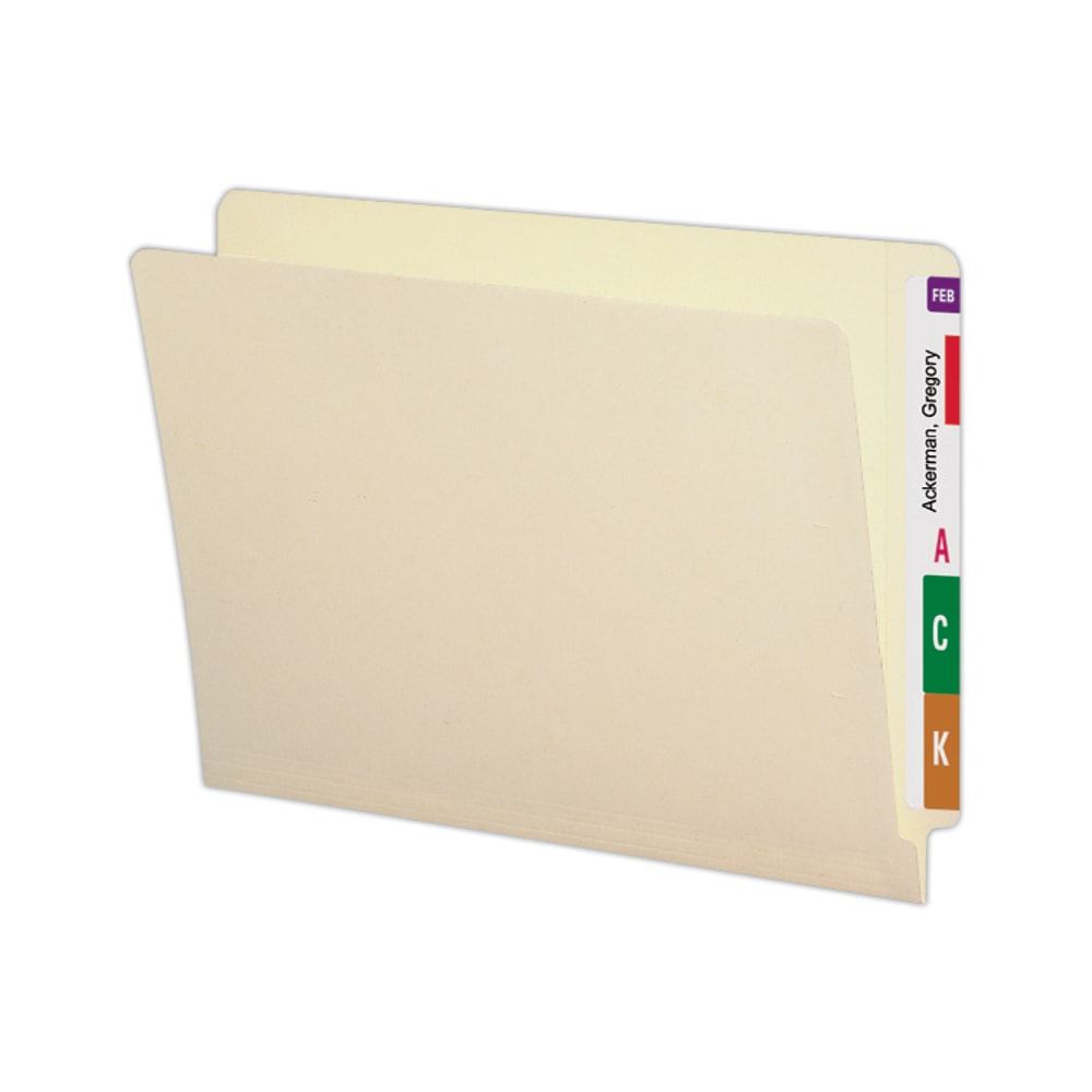 Smead End-Tab Folders, Straight Cut, Letter Size, 100% Recycled, Manila, Pack Of 100
