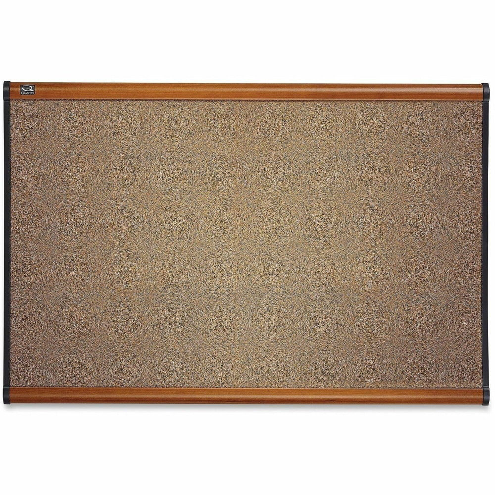 Quartet Select Prestige Color Cork Bulletin Board, 24in x 36in, Aluminum Frame With Light Cherry Finish