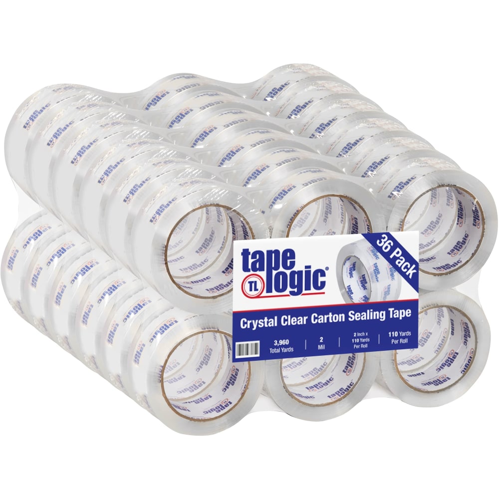 Tape Logic #200CC Crystal Clear Tape, 3in Core, 2in x 110 Yd, Clear, Case Of 36