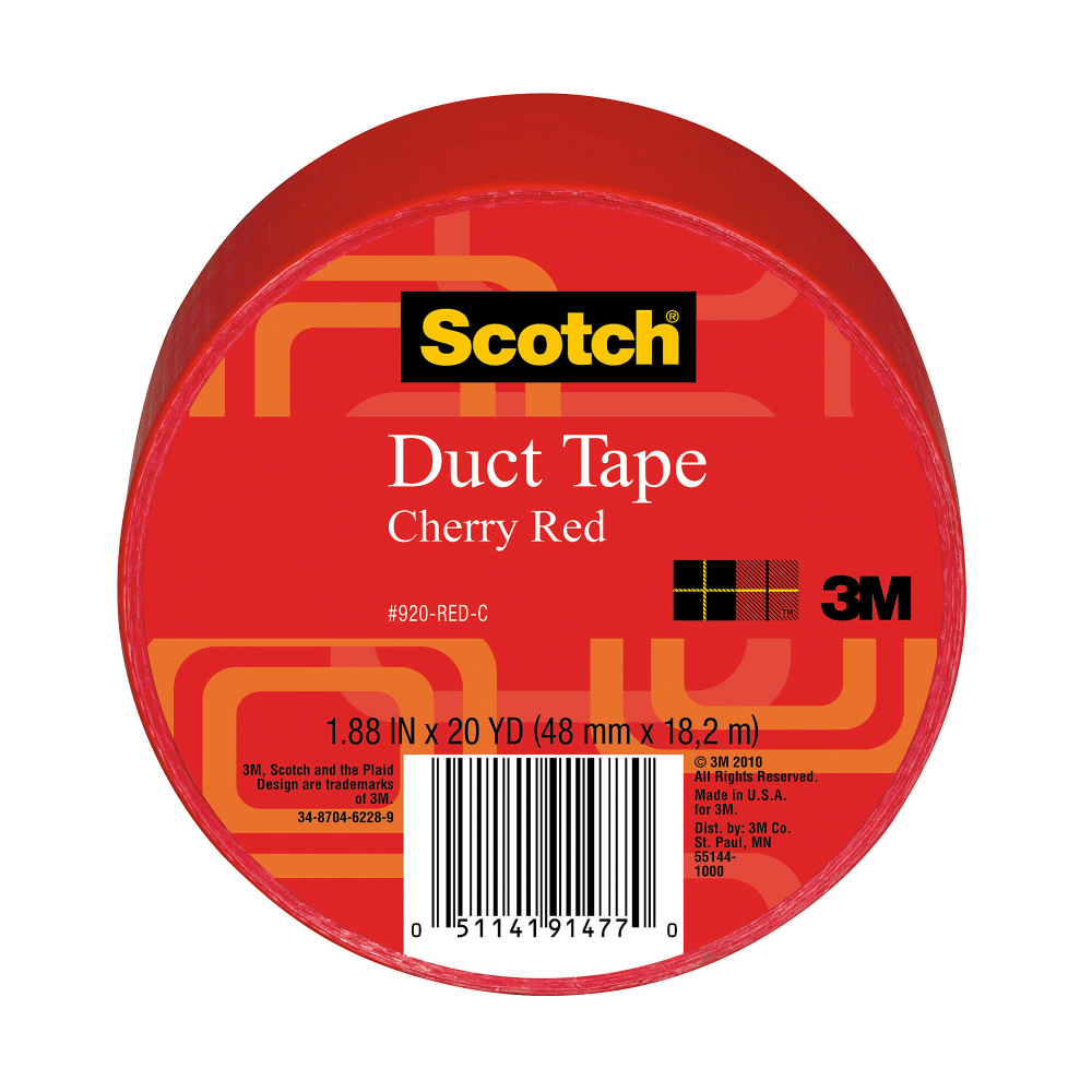 Scotch Colored Duct Tape, 1 7/8in x 20 Yd., Red