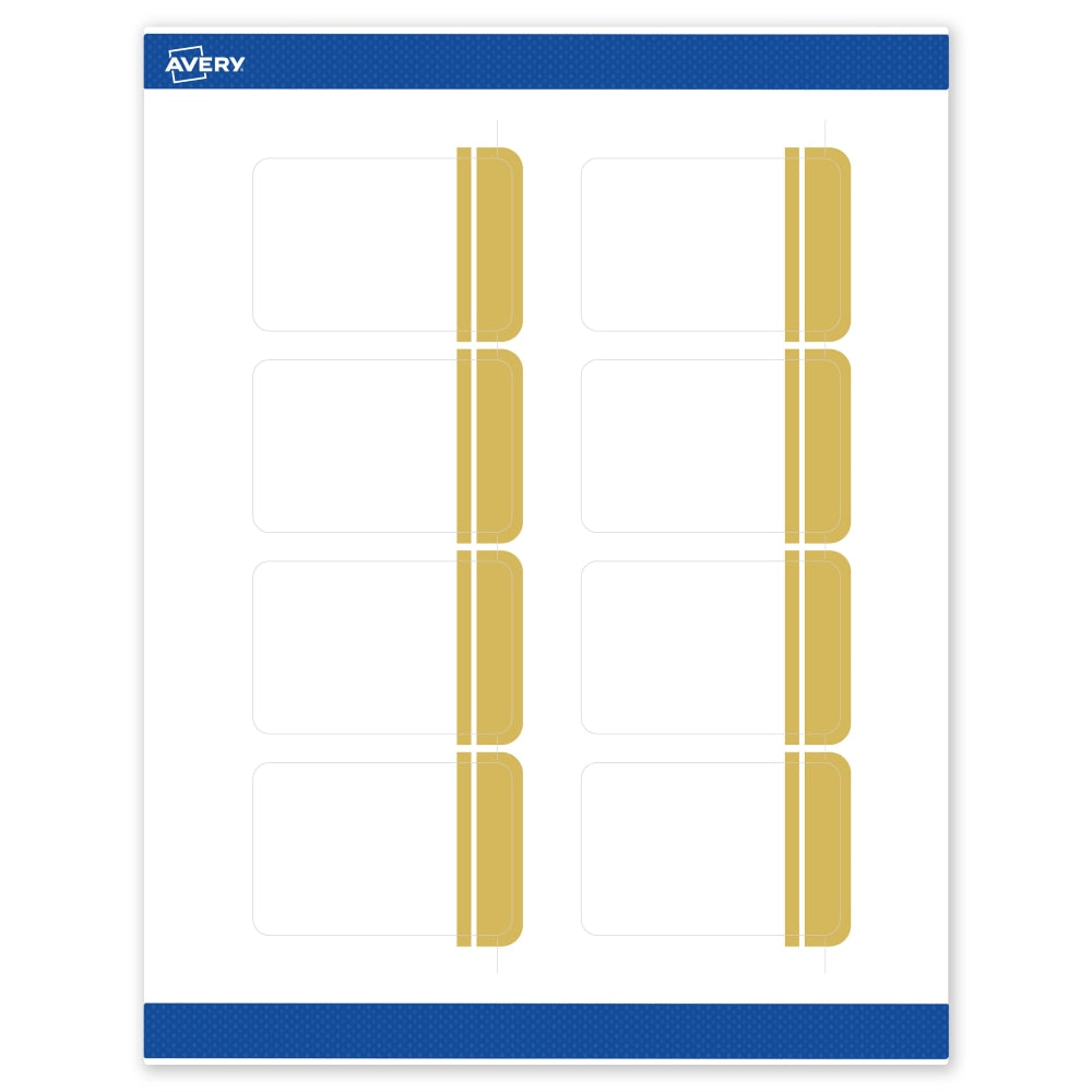 Avery Print-To-The-Edge Labels & Sure Feed, S00-DK9-PRWMP10, 2in x 3in, Matte White, Preprinted Double Dipped Gold Edge Design, Pack Of 80