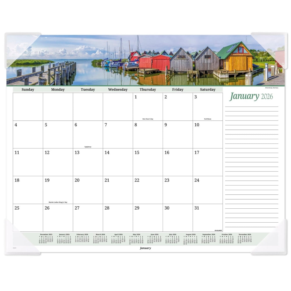 AT-A-GLANCE 2026 Panoramic Seascape Monthly Desk Pad, Standard, 21 3/4in x 17in
