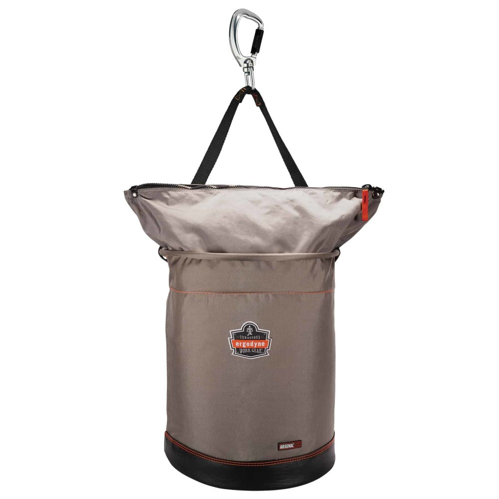 Ergodyne Arsenal 5976 Nylon Hoist Bucket With Carabiner, Extra-Large, 20inH x 16inW x 16inD, Gray