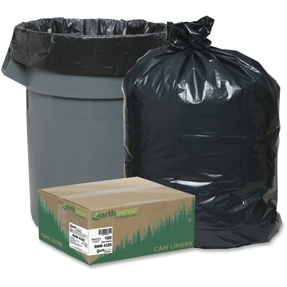 Webster Reclaim Heavy-Duty Recycled Can Liners, Extra Large Size, 56 gal, 43inx 47in, 2 mil (51 Micron) Thickness, 100 Count - RNW4320