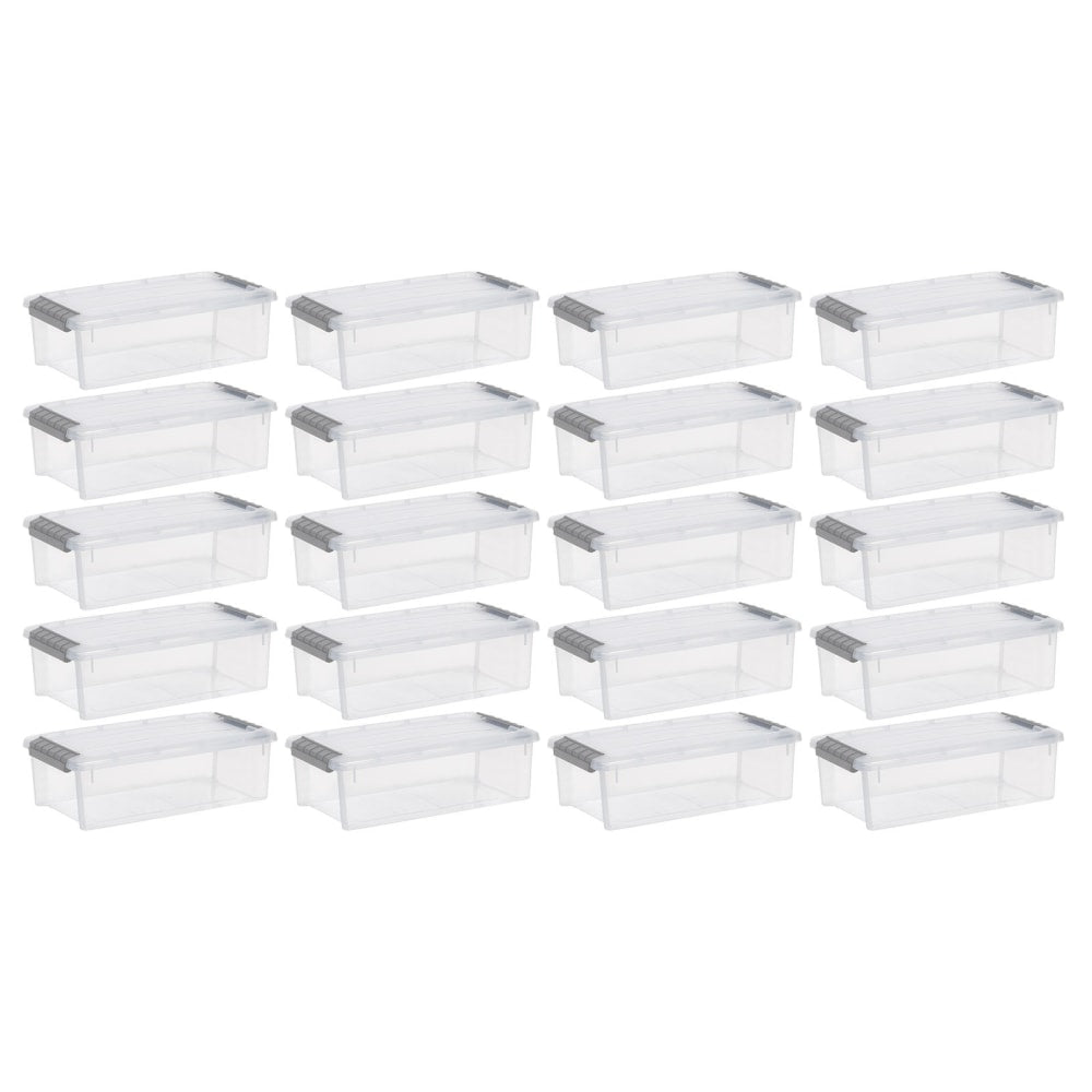 Iris Stack And Pull Totes, 5.75 Qt, Clear, Set Of 20 Totes