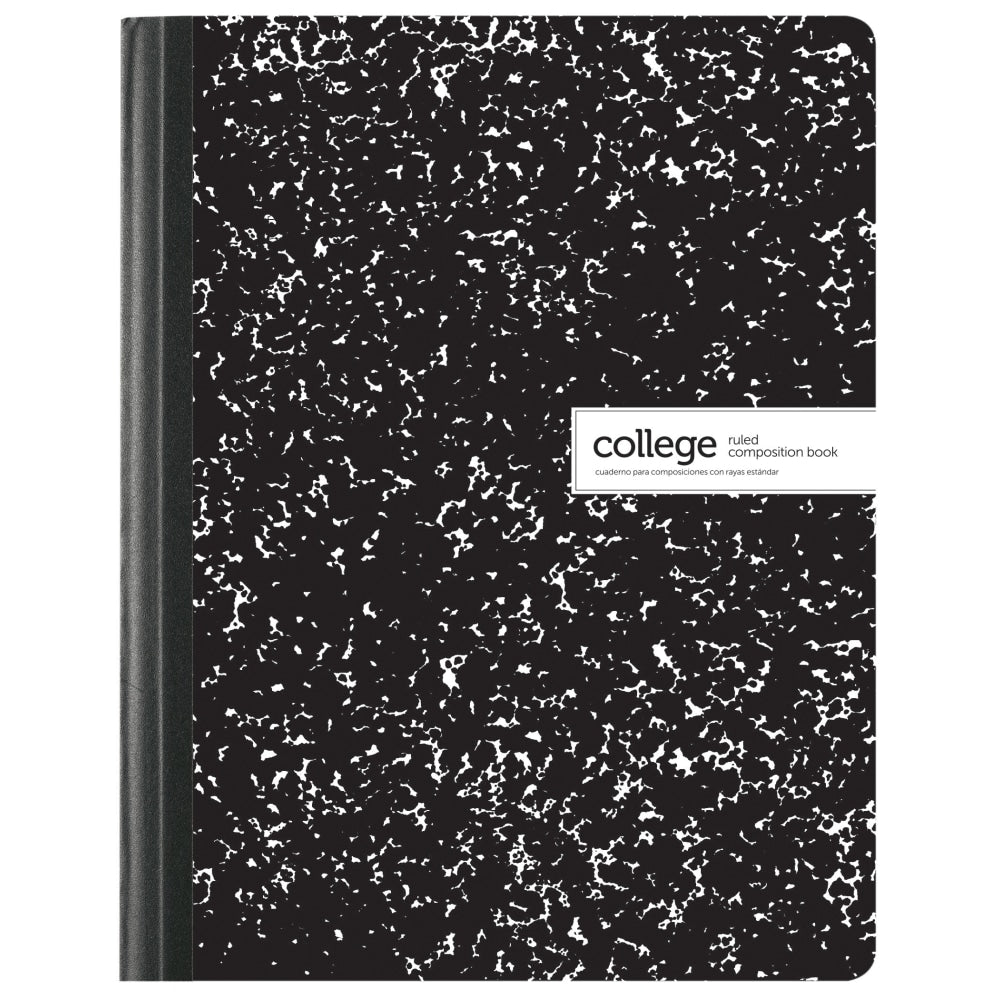 Office Depot Brand Composition Books, 7-1/2in x 9-3/4in, College Ruled, 100 Sheets, Black/White, Case Of 24 Notebooks