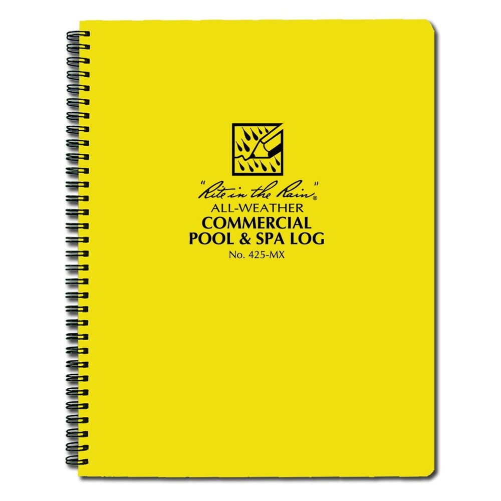 Rite in the Rain All-Weather Spiral Notebooks, Commercial Pool & Spa Log, 8-1/2in x 11in, 94 Pages (47 Sheets), Yellow, Pack Of 6 Notebooks