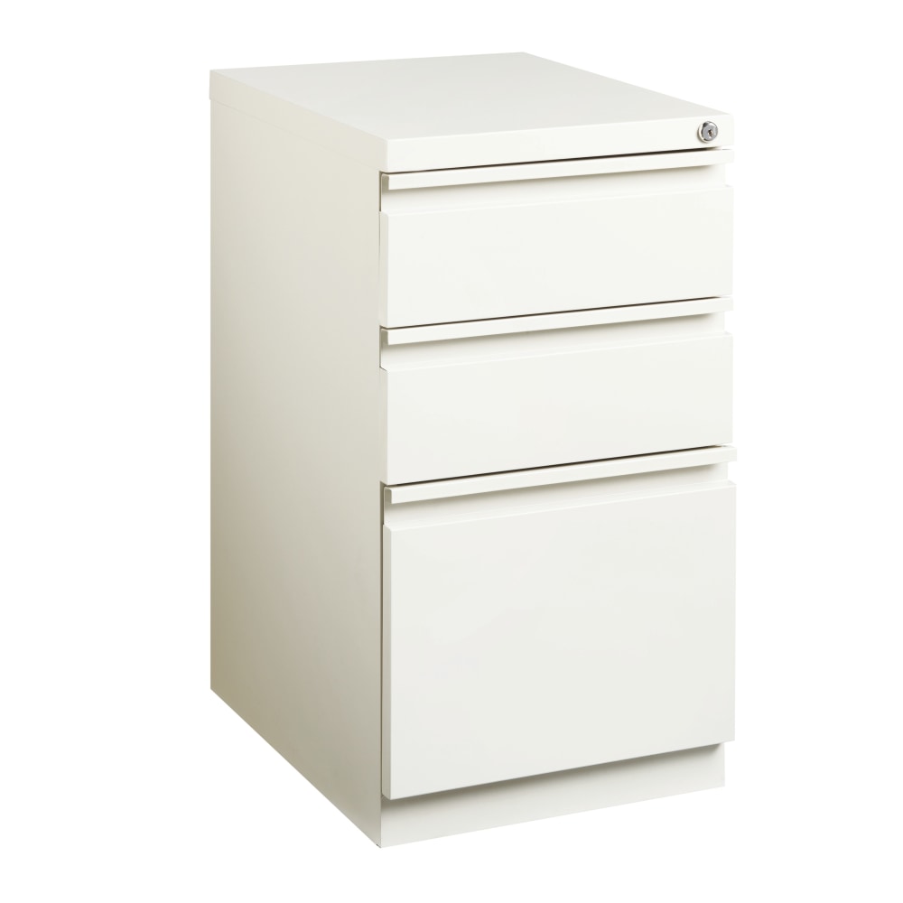 WorkPro 20inD Vertical 3-Drawer Mobile Pedestal File Cabinet, White