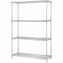 Lorell Industrial Wire Shelving Starter Unit, 36inW x 18inD, Chrome