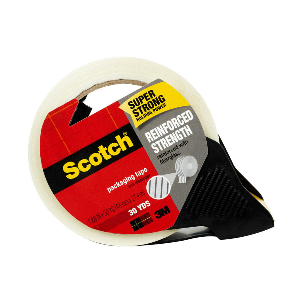 Scotch Reinforced Strength Strapping Tape, 1.88 in x 30 yd, 1 Tape Dispenser Roll, Heavy Duty Packing Tape for Shipping, Moving, and Storage
