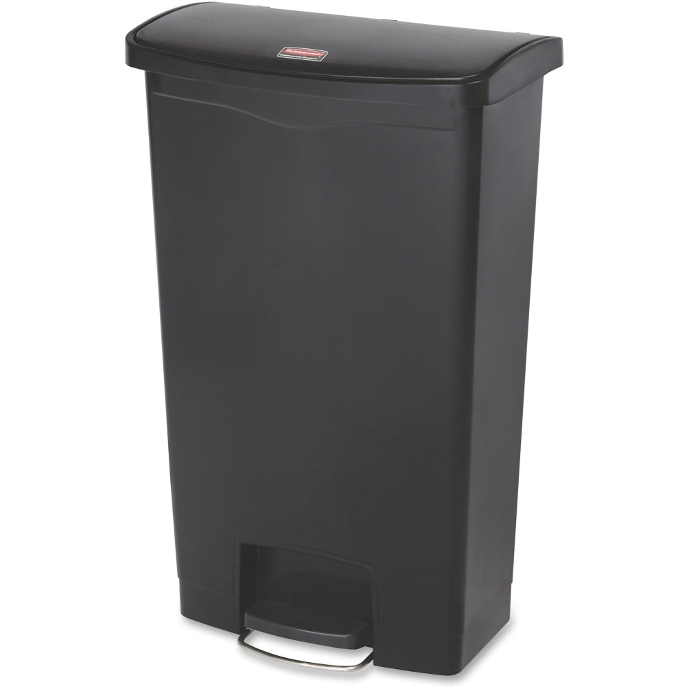 Rubbermaid Slim Jim Step-On Resin Front Step Wastebasket, 18 Gallons, Black