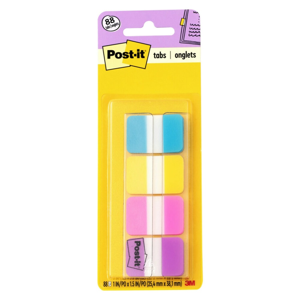 Post-it Tabs, 1 x 1.5 in, 1 Pack, 88 Tabs/Pack, Assorted Colors, Back to School Supplies for Students, Tabs for Textbooks and Notebooks, 686AYPV1IN