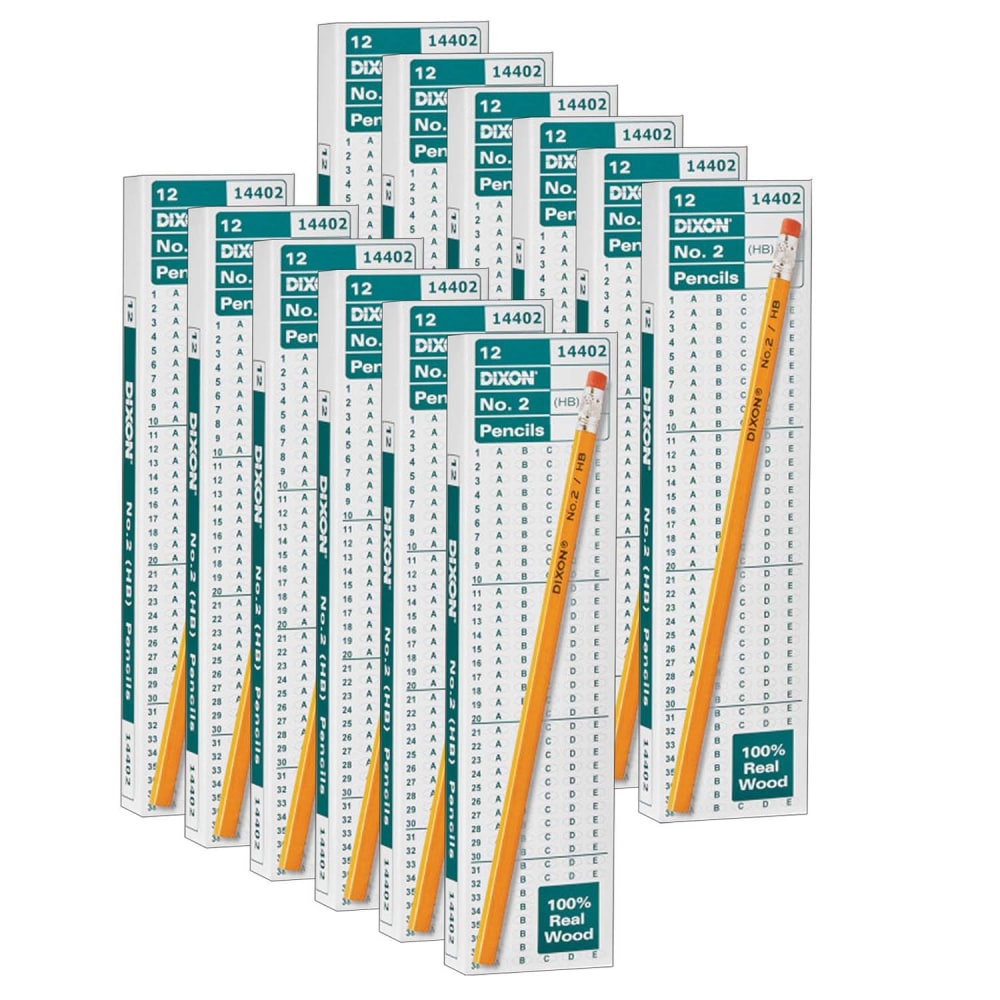 Dixon Pencils, No. 2, Soft, Yellow, Box Of 12 Pencils, Set Of 12 Boxes
