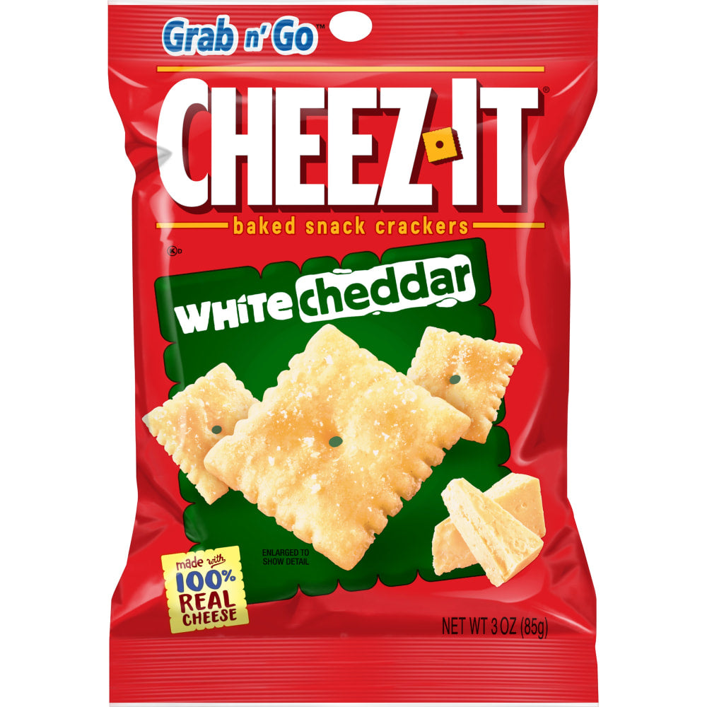 Cheez-It Baked Snack Crackers, White Cheddar, 1.5 Oz Bags, Box Of 6