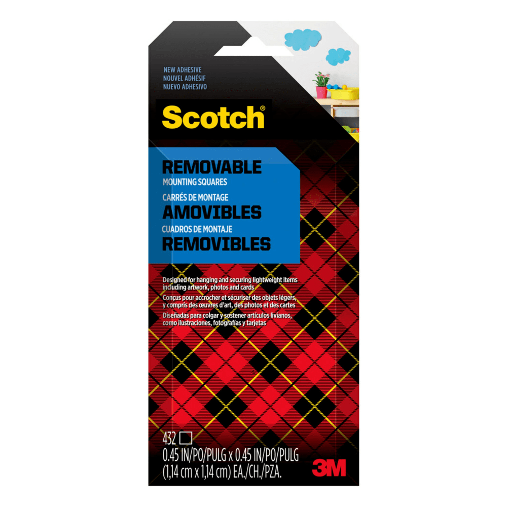 Scotch Removable Double-Sided Mounting Squares , 0.45 in x 0.45 in (1.14 cm x 1.14 cm) 432/pk