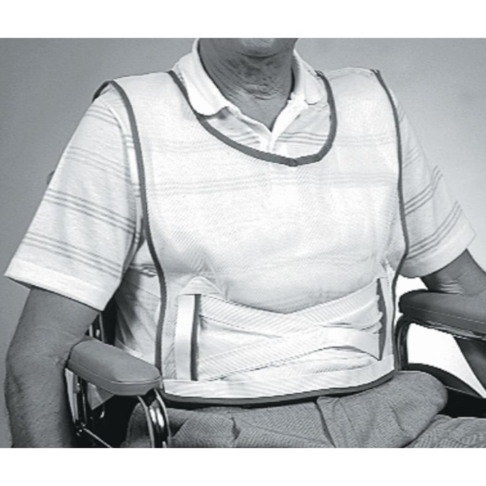 Medline Slipover Patient Safety Vests, Large, White, Pack Of 6 Vests