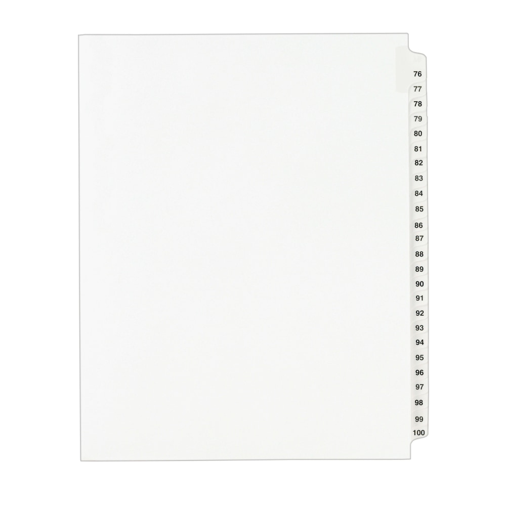 Avery Standard Collated Legal Dividers, Avery Style, Side-Tab, 76-100, 8 1/2in x 11in