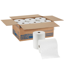 enMotion 10in Paper Towel Rolls, 1-Ply, 10in x 800ft, White, 100% Recycled Fiber, 800 ft per Roll, 6 Rolls per Case