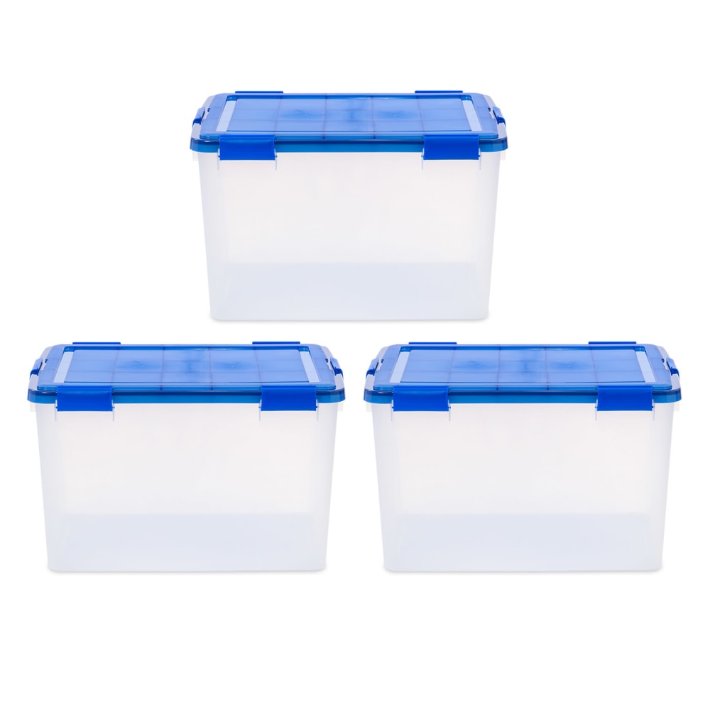 Iris Ultimate Weatherpro Storage Boxes, 23-5/8inL x 20-1/16inW x 16-3/16inH, 74 Qt, Clear, Set Of 3 Boxes