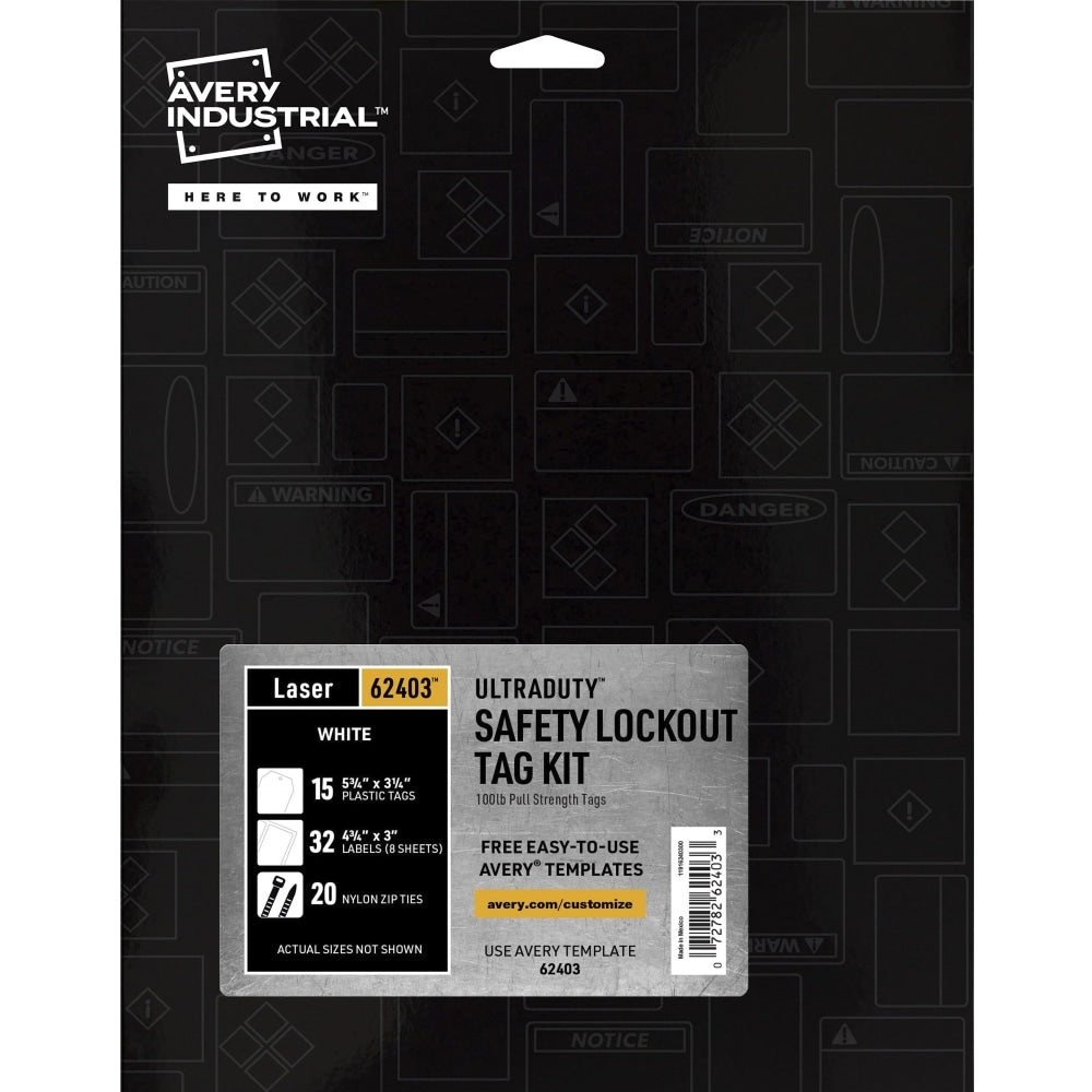 Avery UltraDuty 100-lb Pull Strength Tag Kit - 3.25in Length x 5.75in Width - Plastic, Vinyl, Nylon - White - 1 Pack