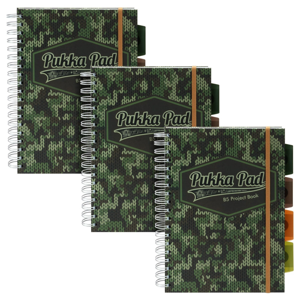Pukka Pads B5 Project Book, Camo, Pack 3