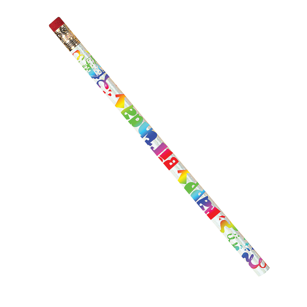 Musgrave Pencil Co. Motivational Pencils, 2.11 mm, #2 Lead, Happy Birthday Fiesta, Multicolor, Pack Of 144