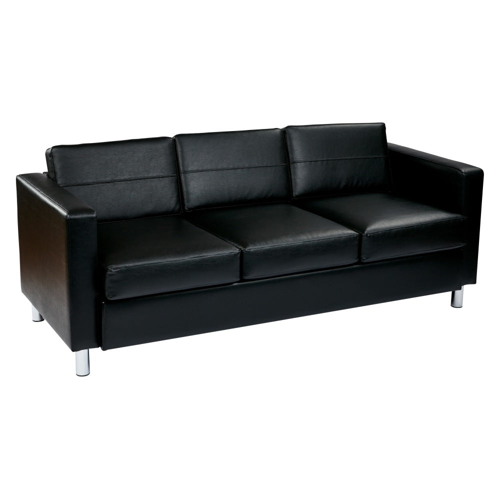 Office Star Avenue Six Pacific Sofa, Black/Silver