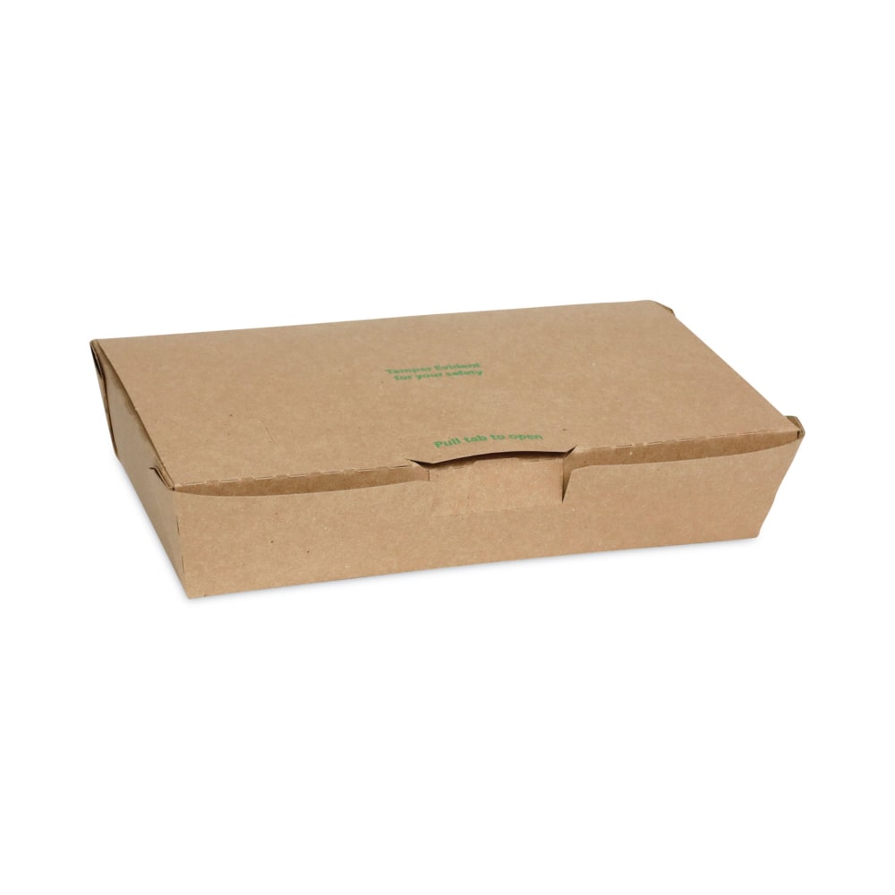 Pactiv Evergreen EarthChoice Tamper Evident OneBox Paper Boxes, 2inH x 9inW x 4-7/8inD, Kraft, Carton Of 100 Boxes