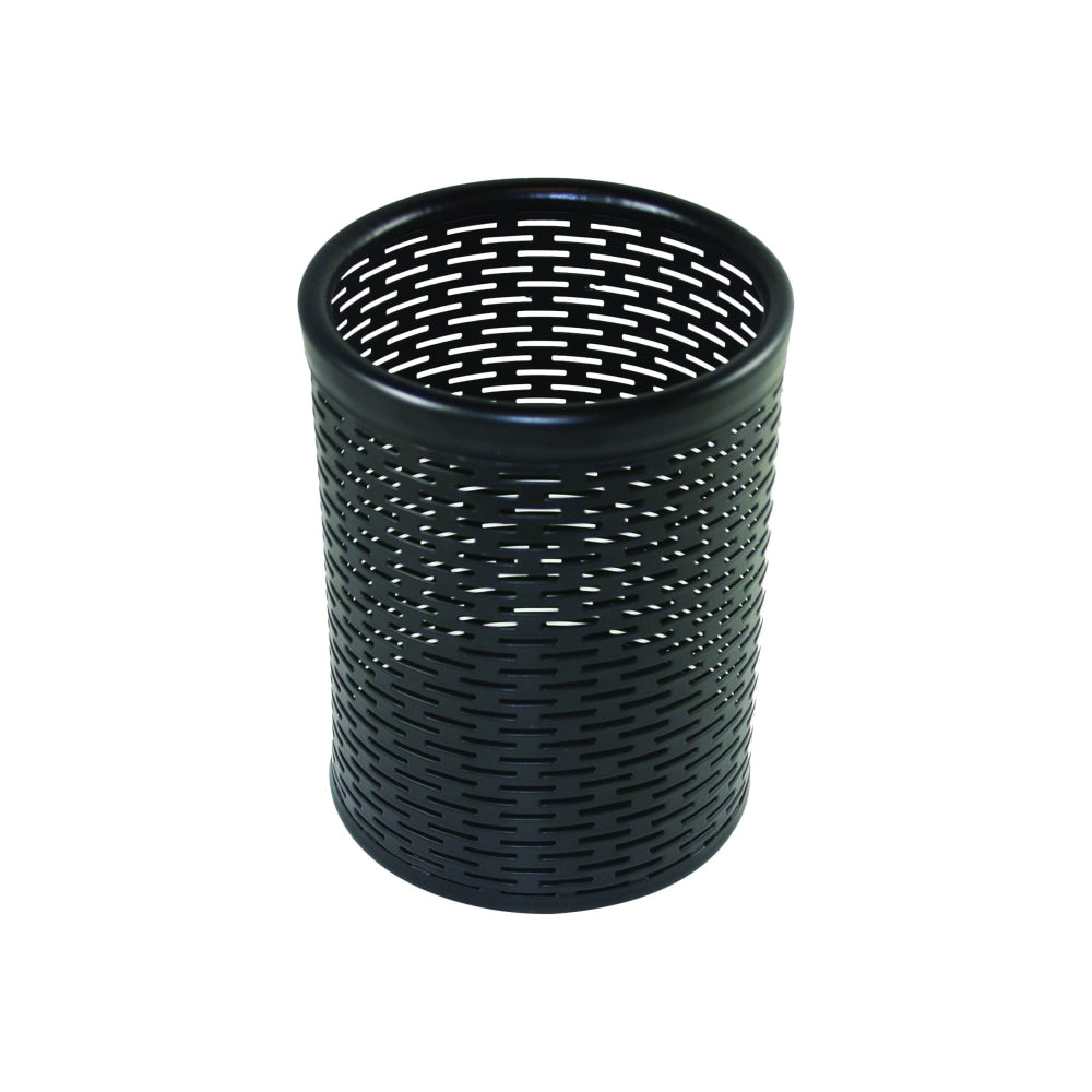 Artistic Urban Collection Punched Metal Pencil Cup, 4.5inH x 3.5inW x 3.5inD, Metal, Black
