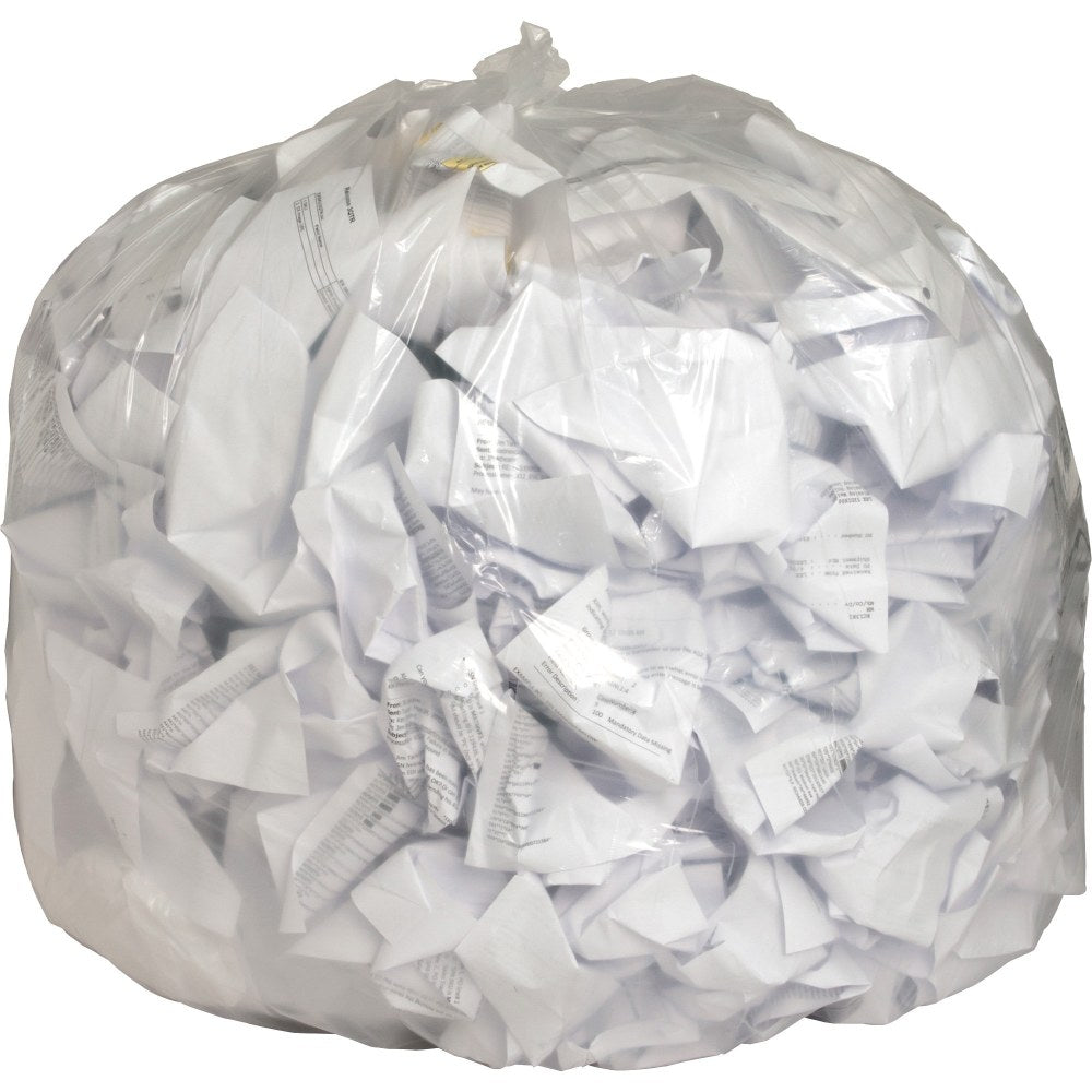 Genuine Joe Clear Flat-Bottom Trash Can Liners, 0.8 mil, 56 Gallons, Box Of 100