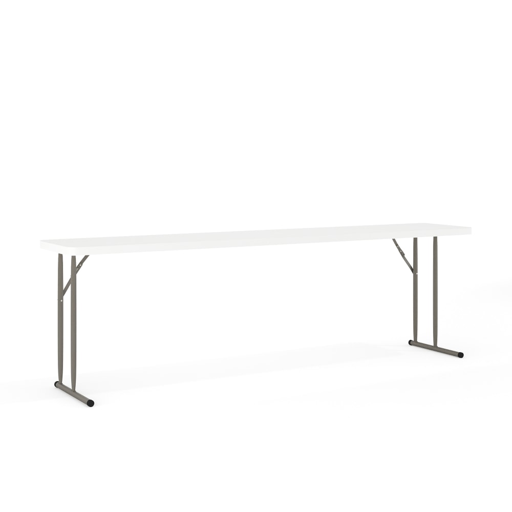 Flash Furniture Plastic Folding Training Table, 29inH x 18inW x 96inD, Granite White