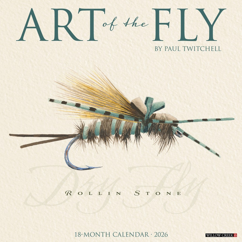 2026 Willow Creek Press Art & Design Monthly Wall Calendar, 12in x 12in, Art of the Fly (Paul Twitchell), January To December, 55328