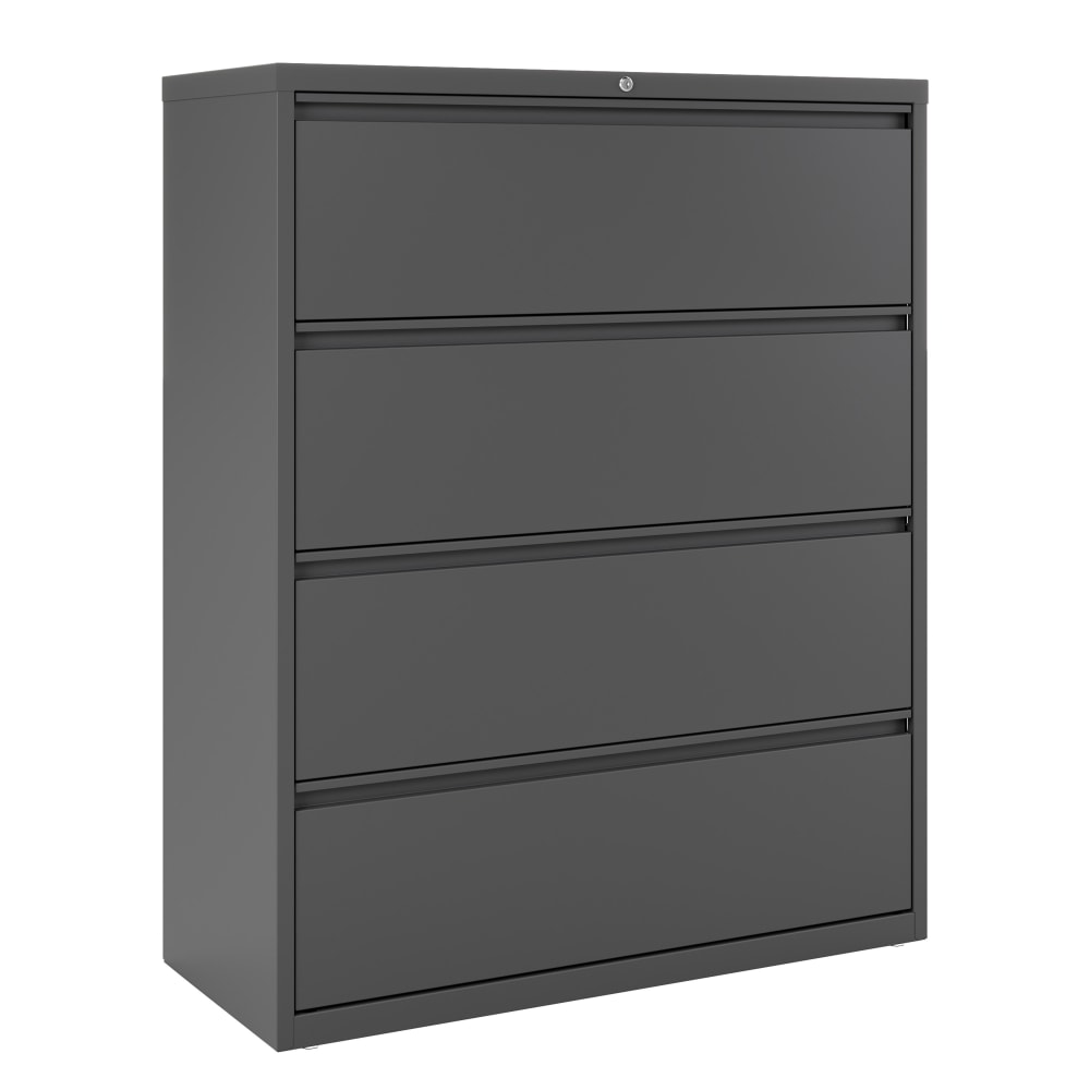 WorkPro 42inW x 18-5/8inD Lateral 4-Drawer File Cabinet, Charcoal