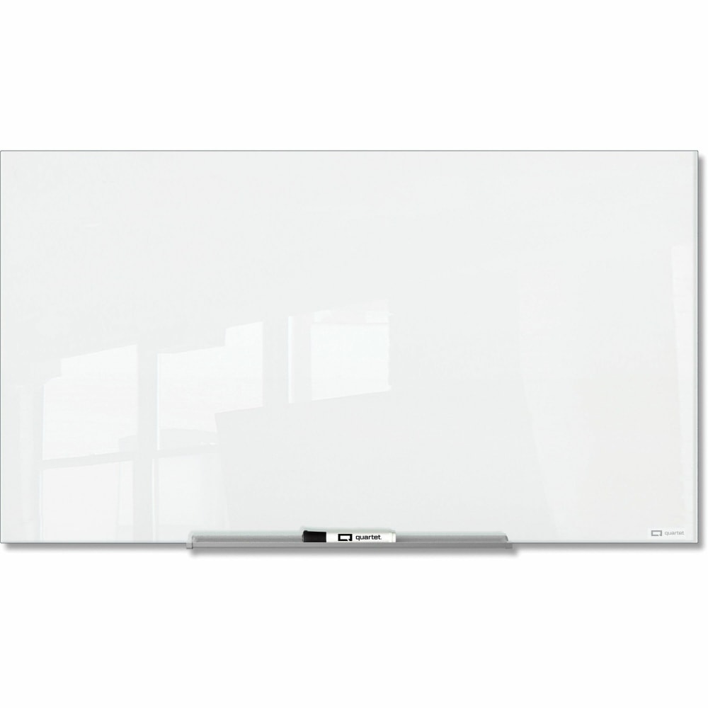Quartet InvisaMount Magnetic Glass Board - 48in (4 ft) Width x 72in (6 ft) Height - White Glass Surface - Horizontal - Magnetic