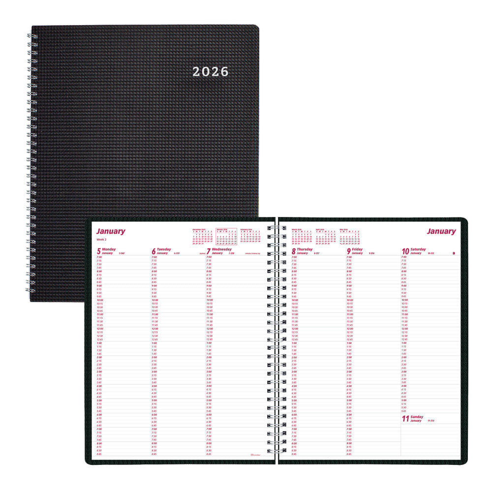 2026 Brownline DuraFlex Weekly Appointment Planner, 11in x 8-1/2in, 50% Recycled, Black, January To December, CB950V.BLK