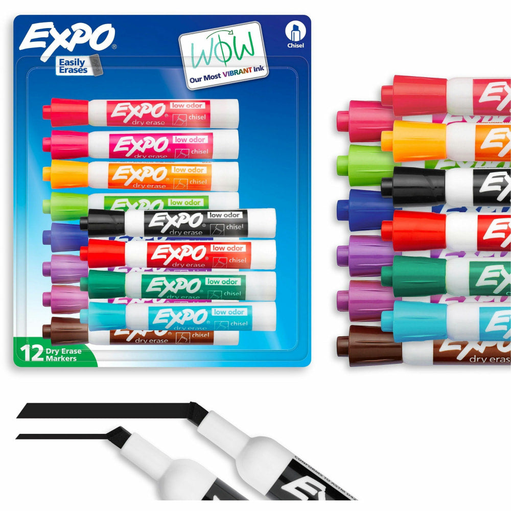 Expo Dry Erase Marker - Erasable - Assorted Ink - 12 / Pack